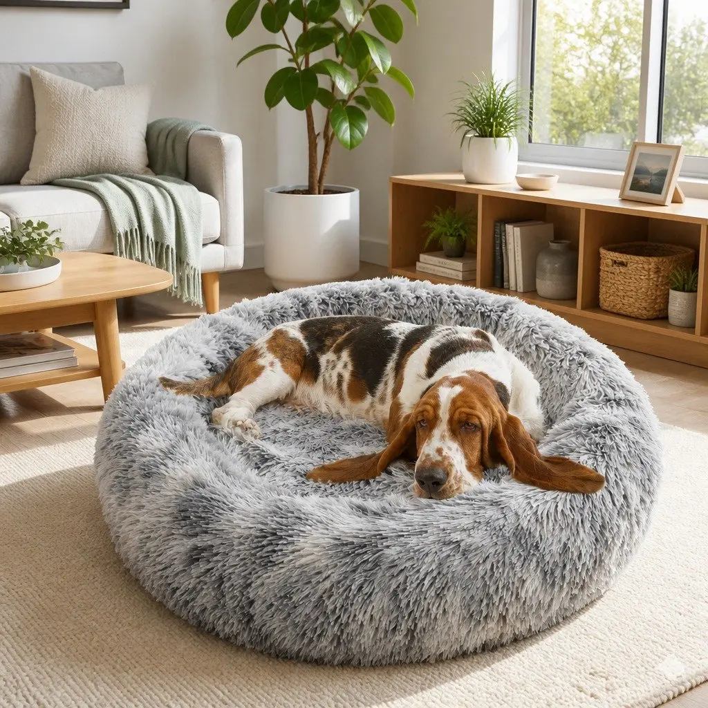 Extra Large Pet Bed for Dogs and Cats 100cm Round Washable Comfy