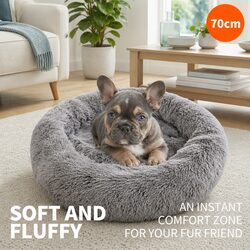 Round Plush Pet Calming Bed Specs: 70cm x 70cm x 20cm