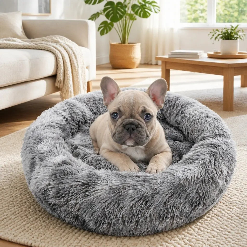 Round Plush Pet Calming Bed for Dogs 70cm