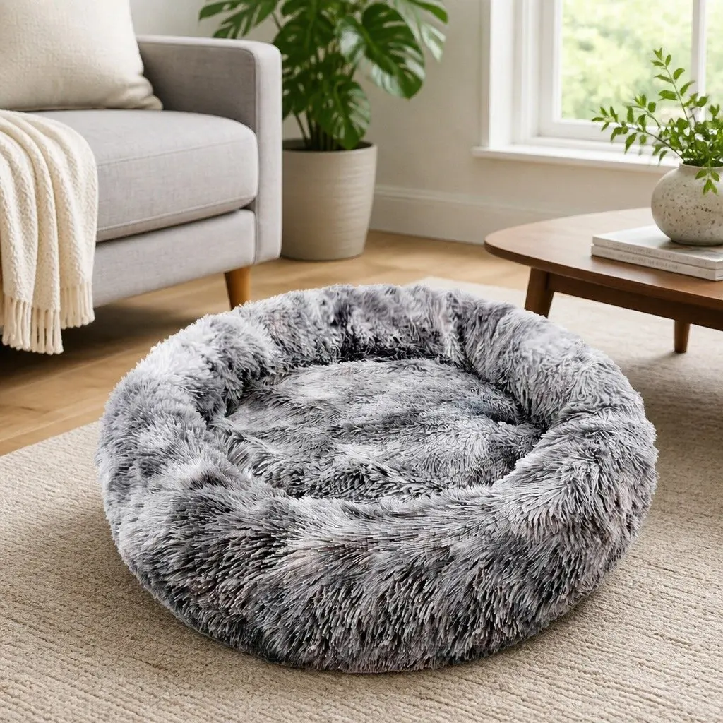 Round Plush Pet Calming Bed for Dogs 70cm