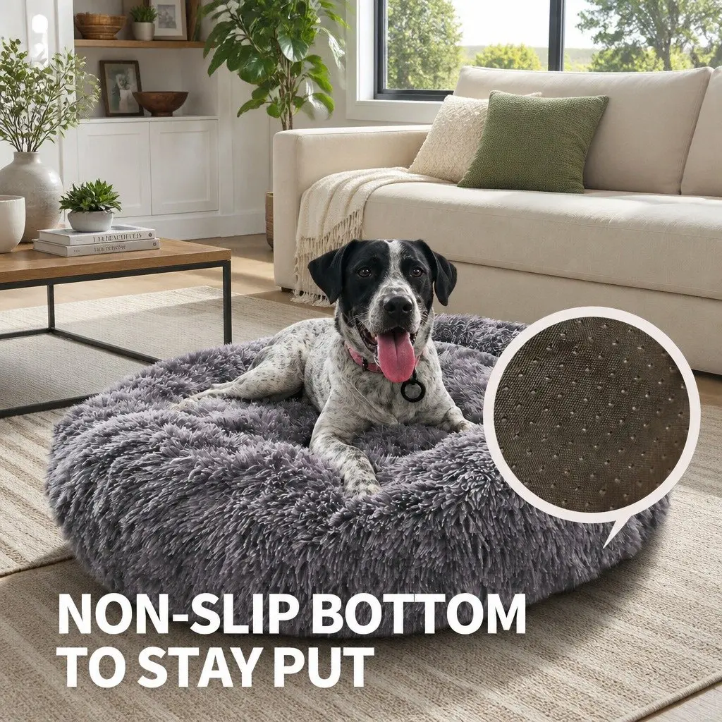 Round Plush Pet Calming Bed for Dogs 70cm