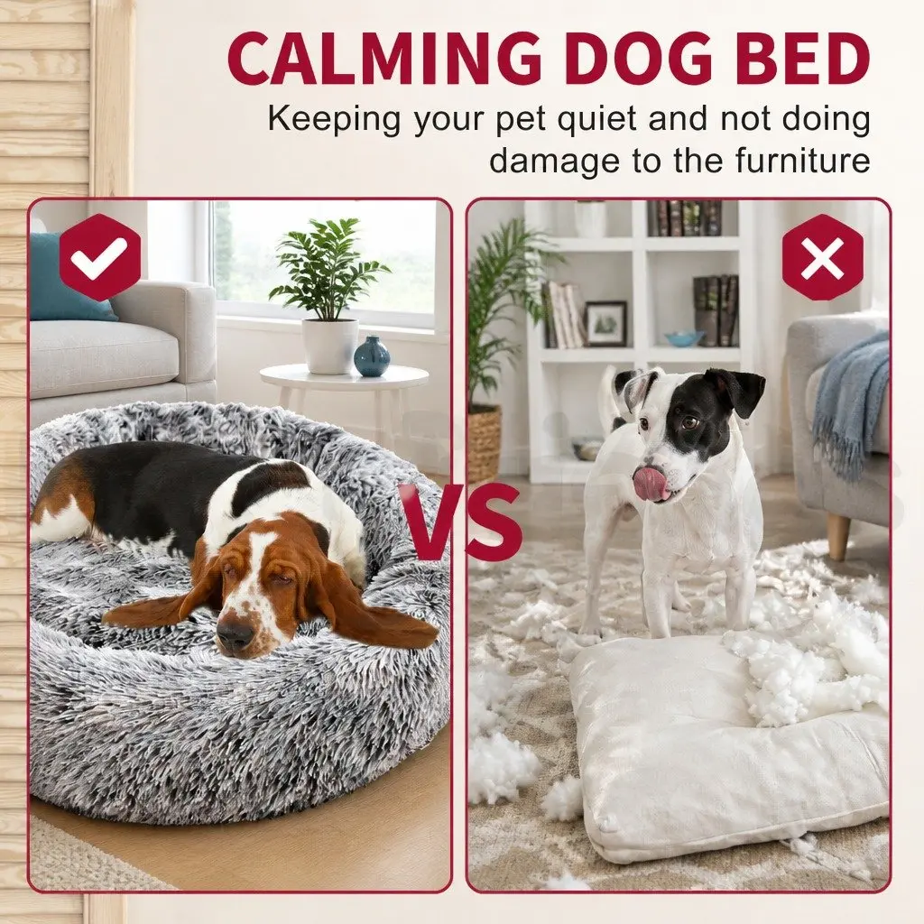 120cm Calming Pet Bed with Removable Washable Cover