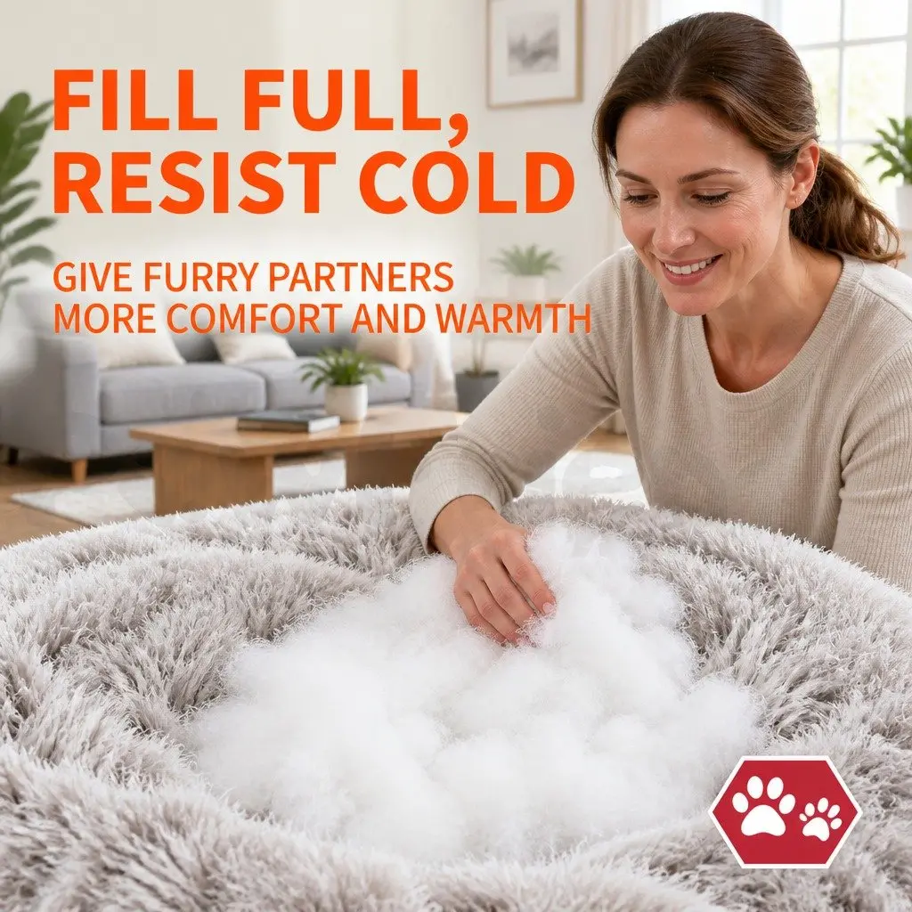 Pet Bed for Dogs Round 90cm Calming Cushion Mattress Warm Soft Plush Comfy Sleeping Pad