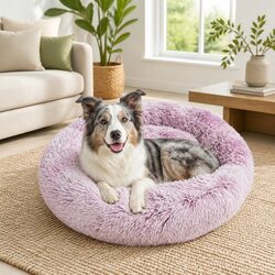 High-Quality Round Pet Bed - 120cm, Soft Polyester