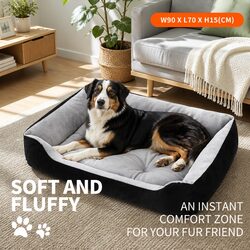 Walled Dog Bed - 90x70x15cm, Soft PP Cotton