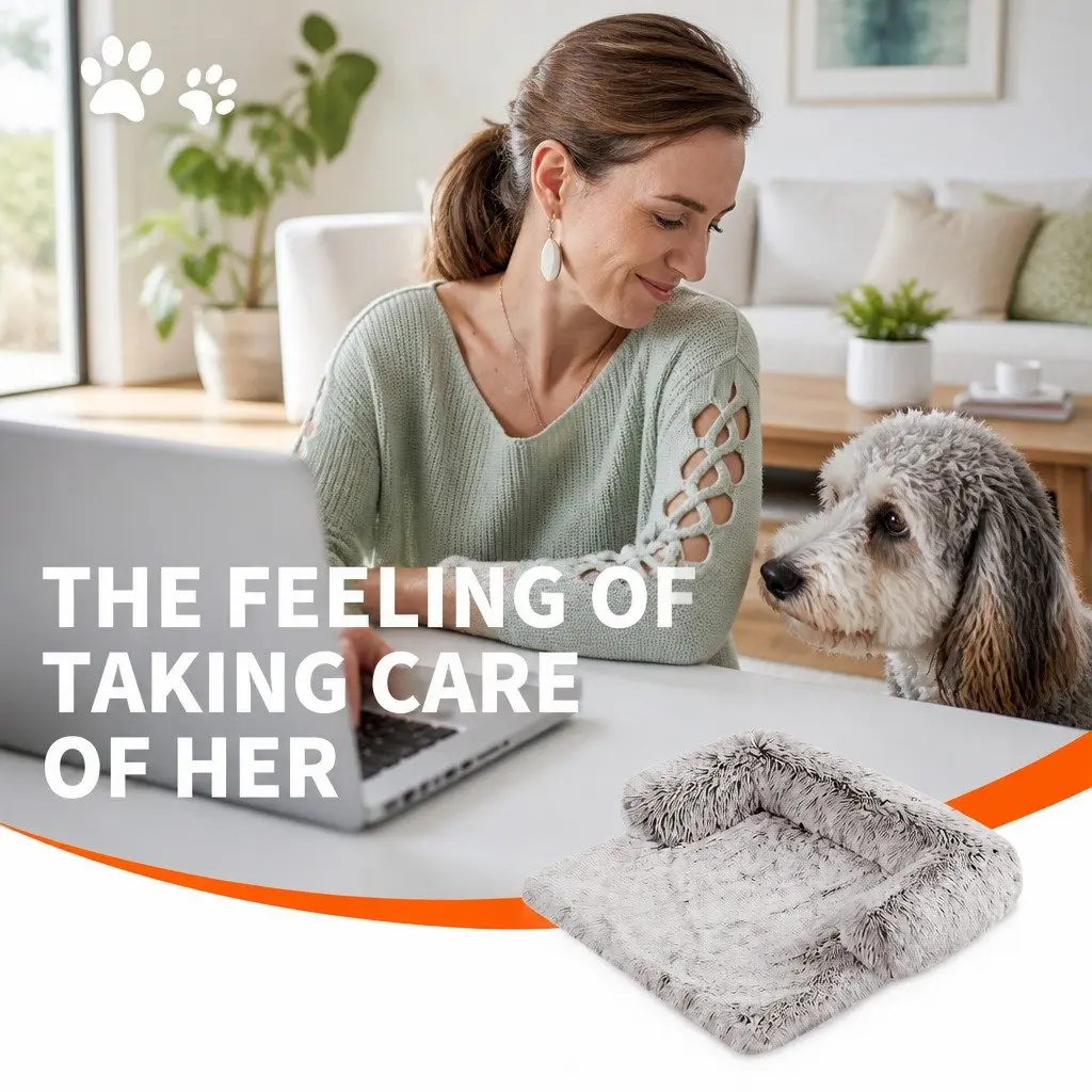 Pet Sofa Bed for Dogs Calming Cushion Plush Mat Small Size