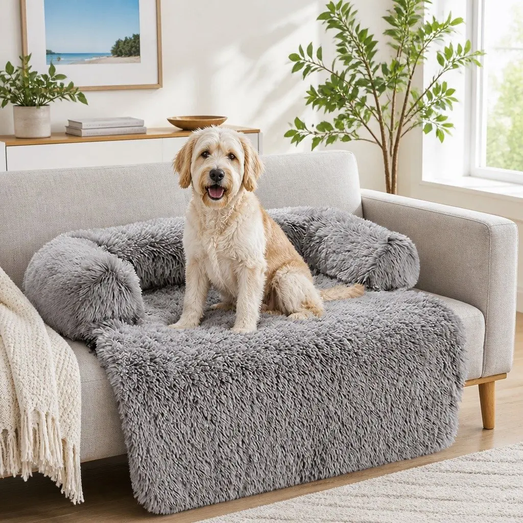 XL Dog Couch Protector with Plush Cover