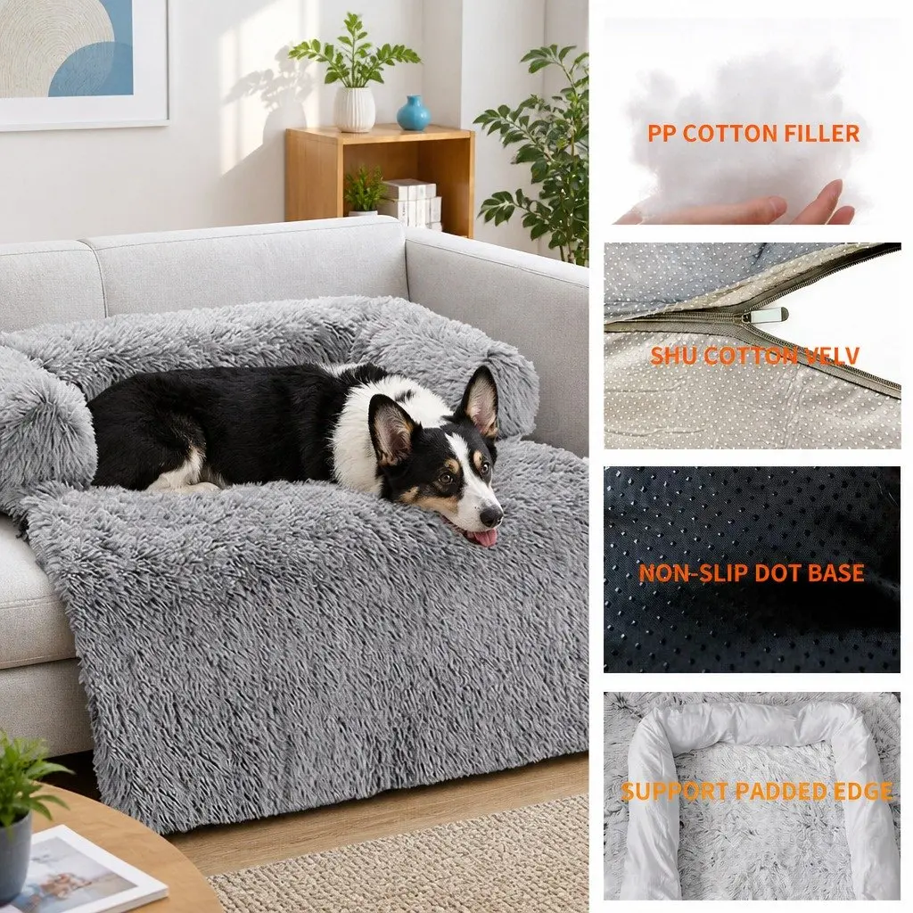 XL Dog Couch Protector with Plush Cover