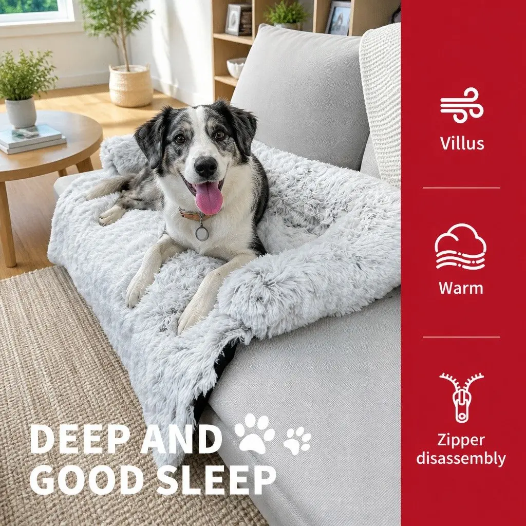 Pet Sofa Bed Calming Waterproof Cover Protector Slipcover Dog Cat Furniture M