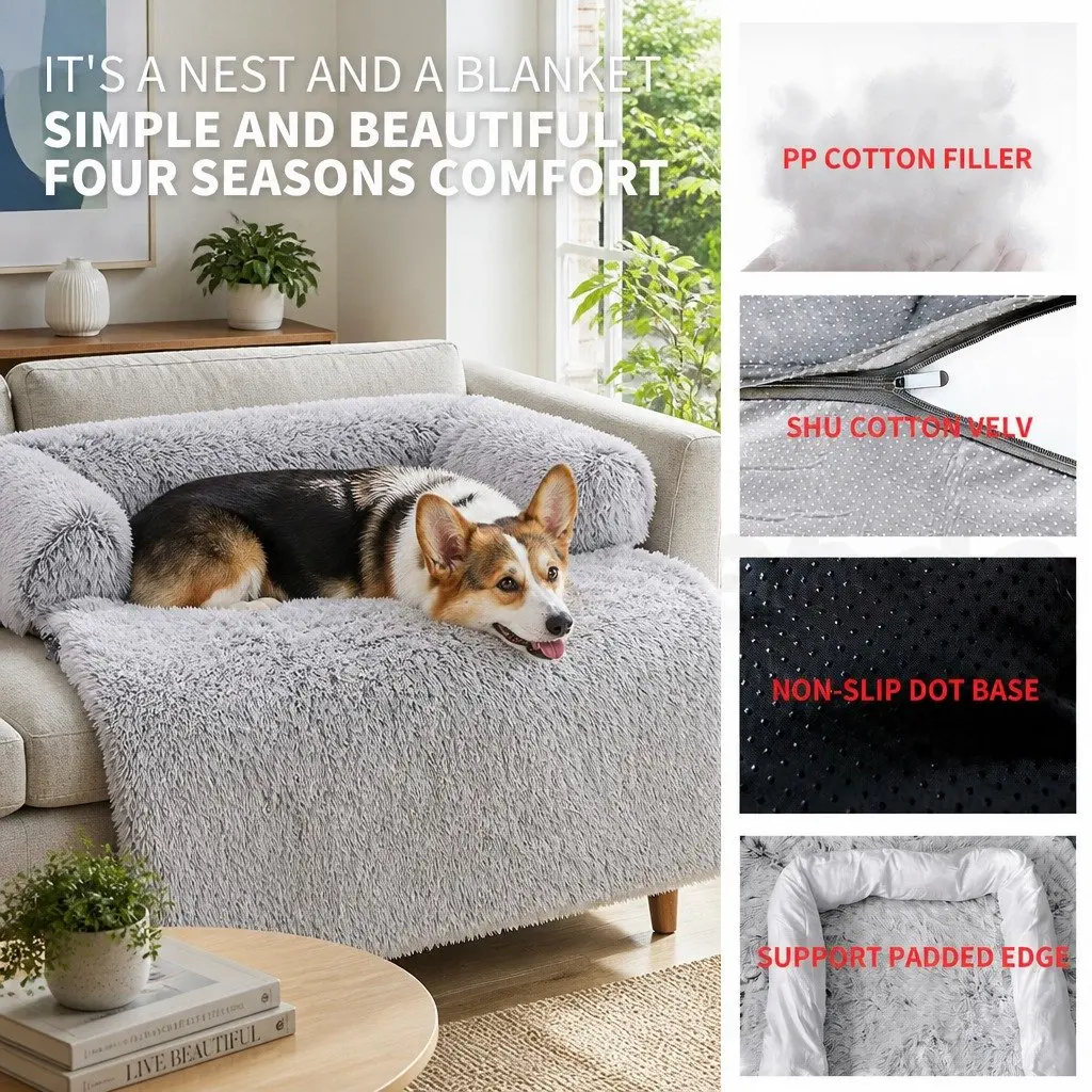 Pet Sofa Bed Calming Waterproof Cover Protector Slipcover Dog Cat Furniture M