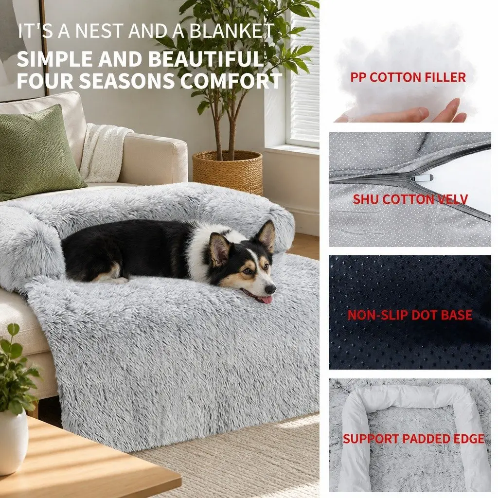 Kids Pet Sofa Bed Dog Cat Calming Waterproof Sofa Cover Protector Slipcovers