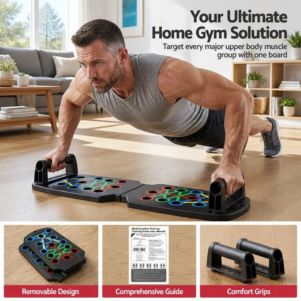 Push Up Board Home Gym Multi Function Workout Rack Black Portable Fitness