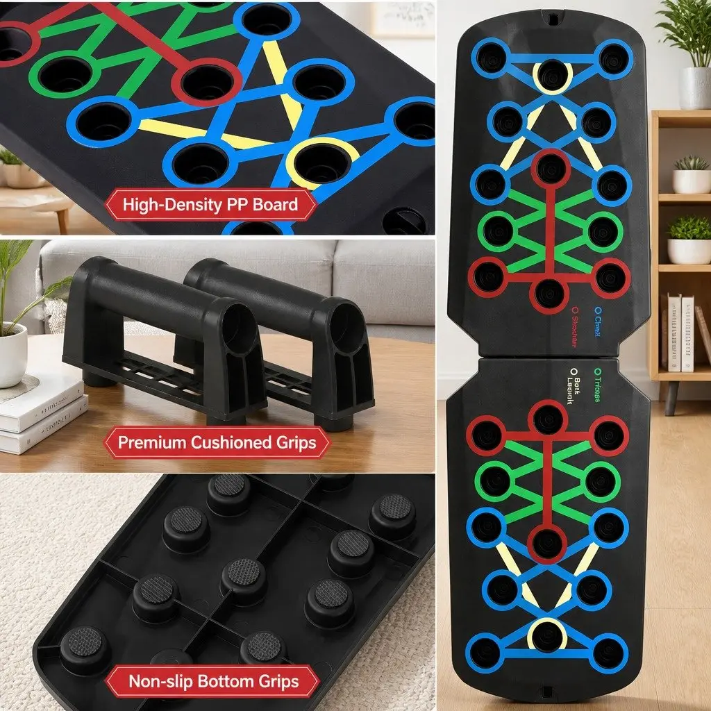 Push Up Board Home Gym Multi Function Workout Rack Black Portable Fitness