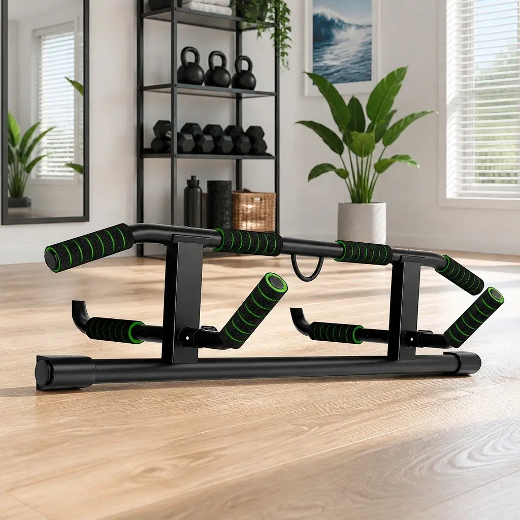 101cm Black Doorway Pull-Up Bar with Resistance Bands