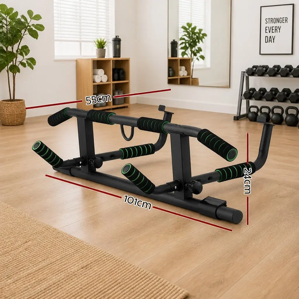 101cm Black Doorway Pull-Up Bar with Resistance Bands
