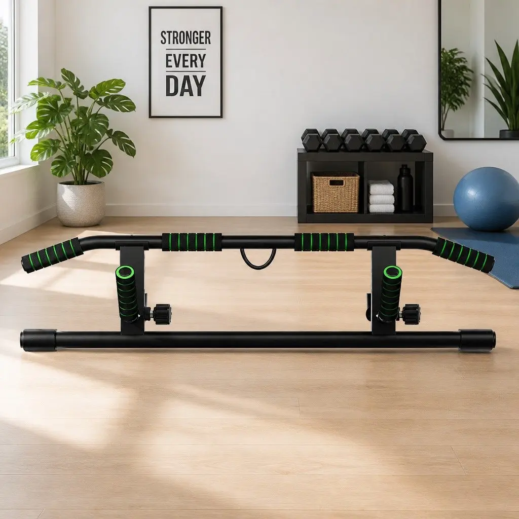 101cm Black Doorway Pull-Up Bar with Resistance Bands