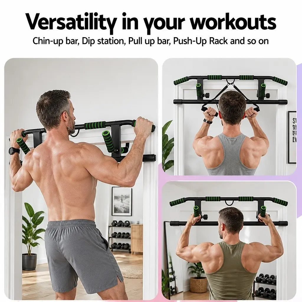 101cm Black Doorway Pull-Up Bar with Resistance Bands