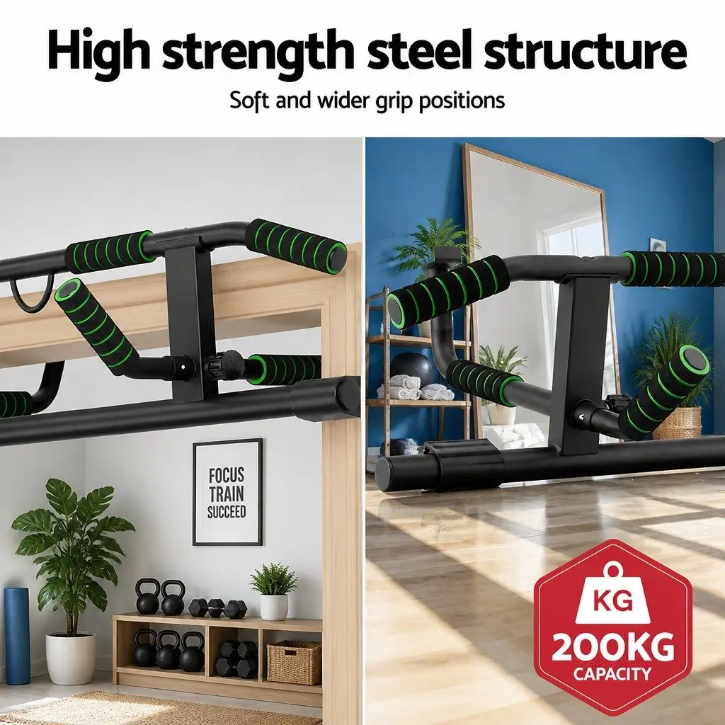 101cm Black Doorway Pull-Up Bar with Resistance Bands