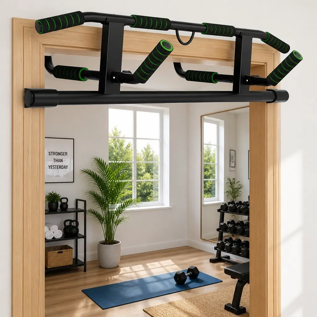 101cm Black Doorway Pull-Up Bar with Resistance Bands