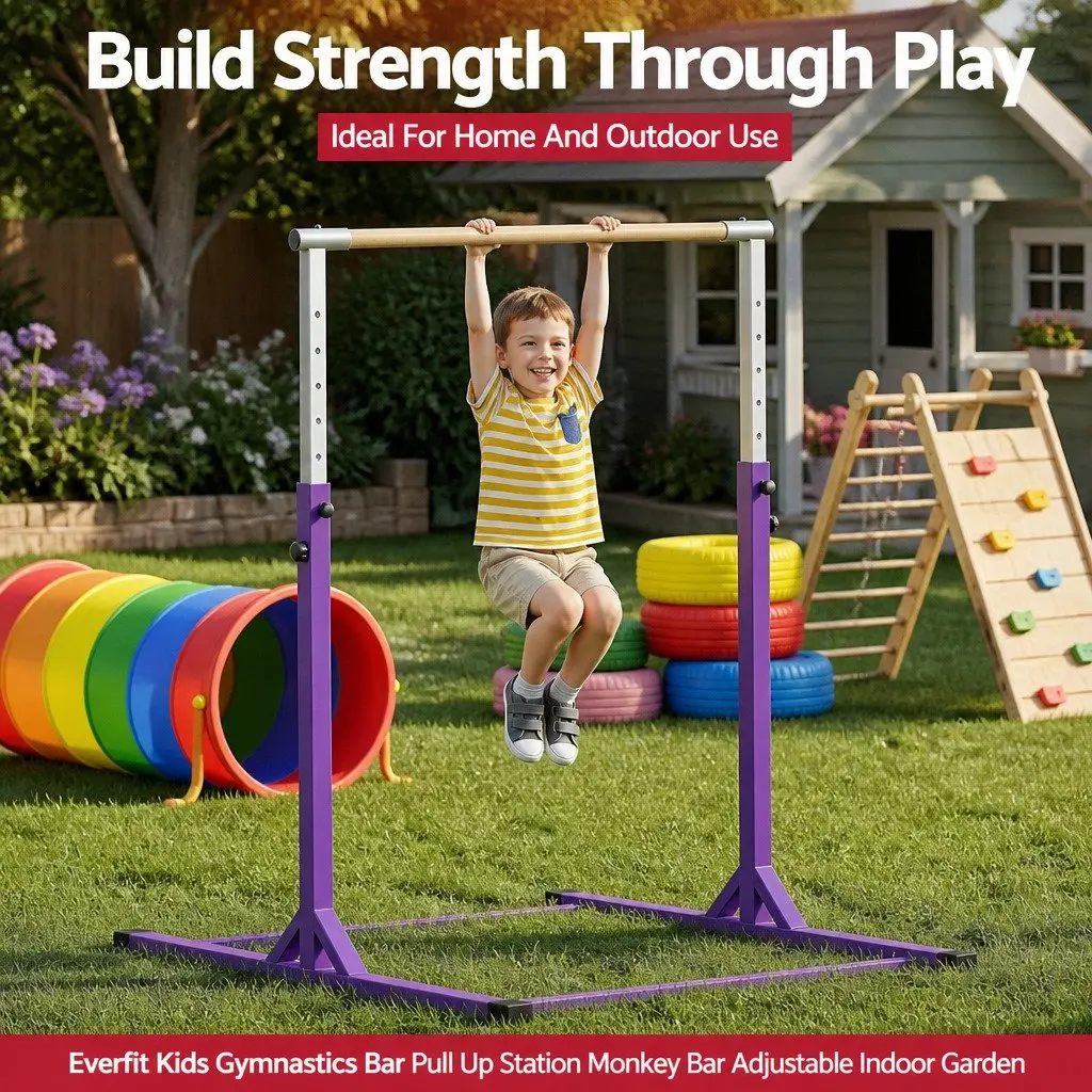 Kids Gymnastics Bar Indoor Outdoor Adjustable Height 103 to 158cm