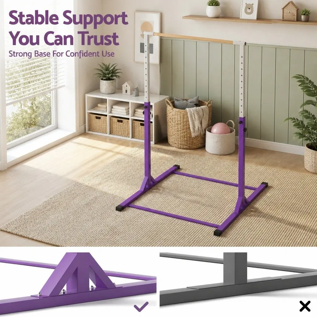 Kids Gymnastics Bar Indoor Outdoor Adjustable Height 103 to 158cm