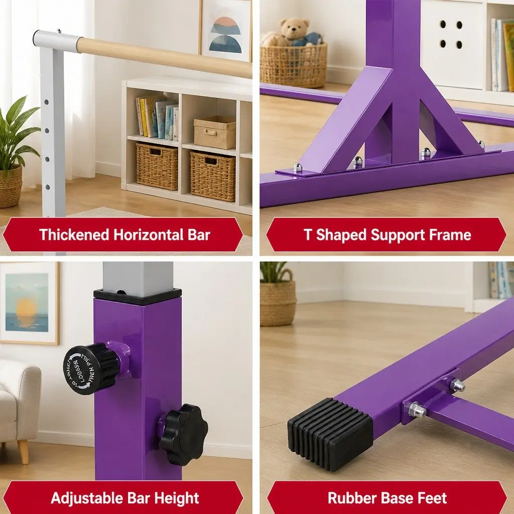 Kids Gymnastics Bar Indoor Outdoor Adjustable Height 103 to 158cm