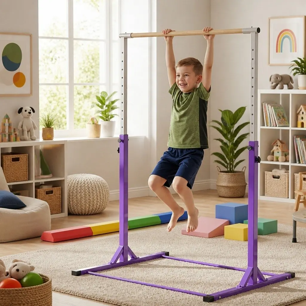 Kids Gymnastics Bar Indoor Outdoor Adjustable Height 103 to 158cm