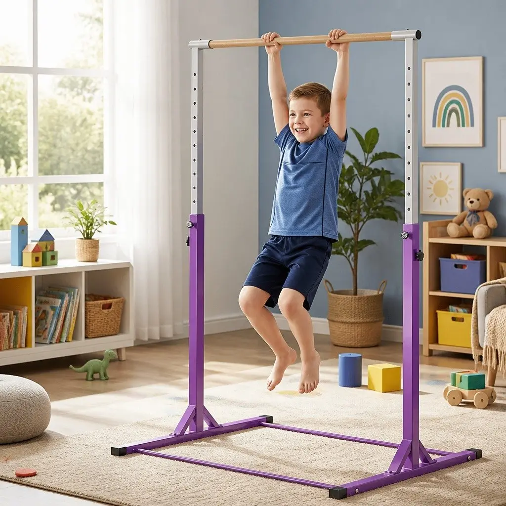 Kids Gymnastics Bar Indoor Outdoor Adjustable Height 103 to 158cm