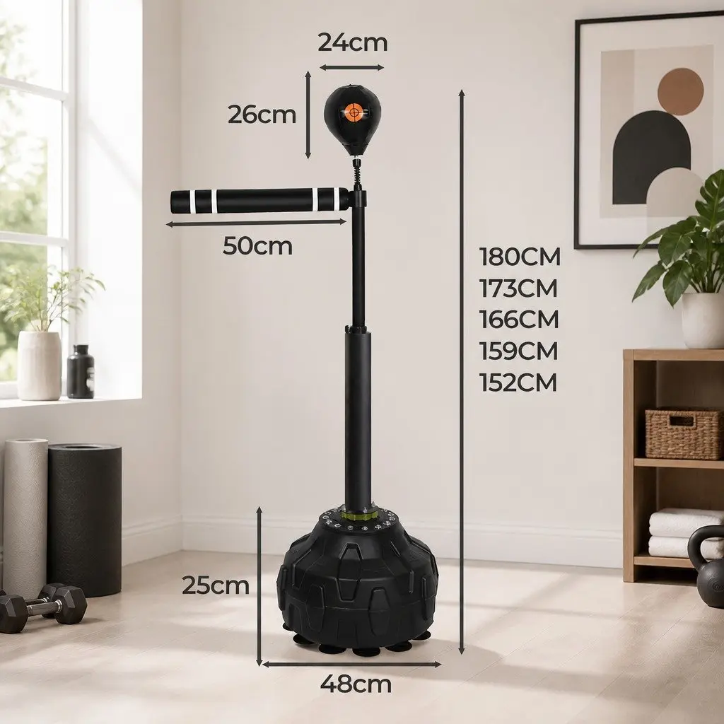 Boxing Reflex Bag Freestanding Training Device Adjustable Height 152cm to 180cm