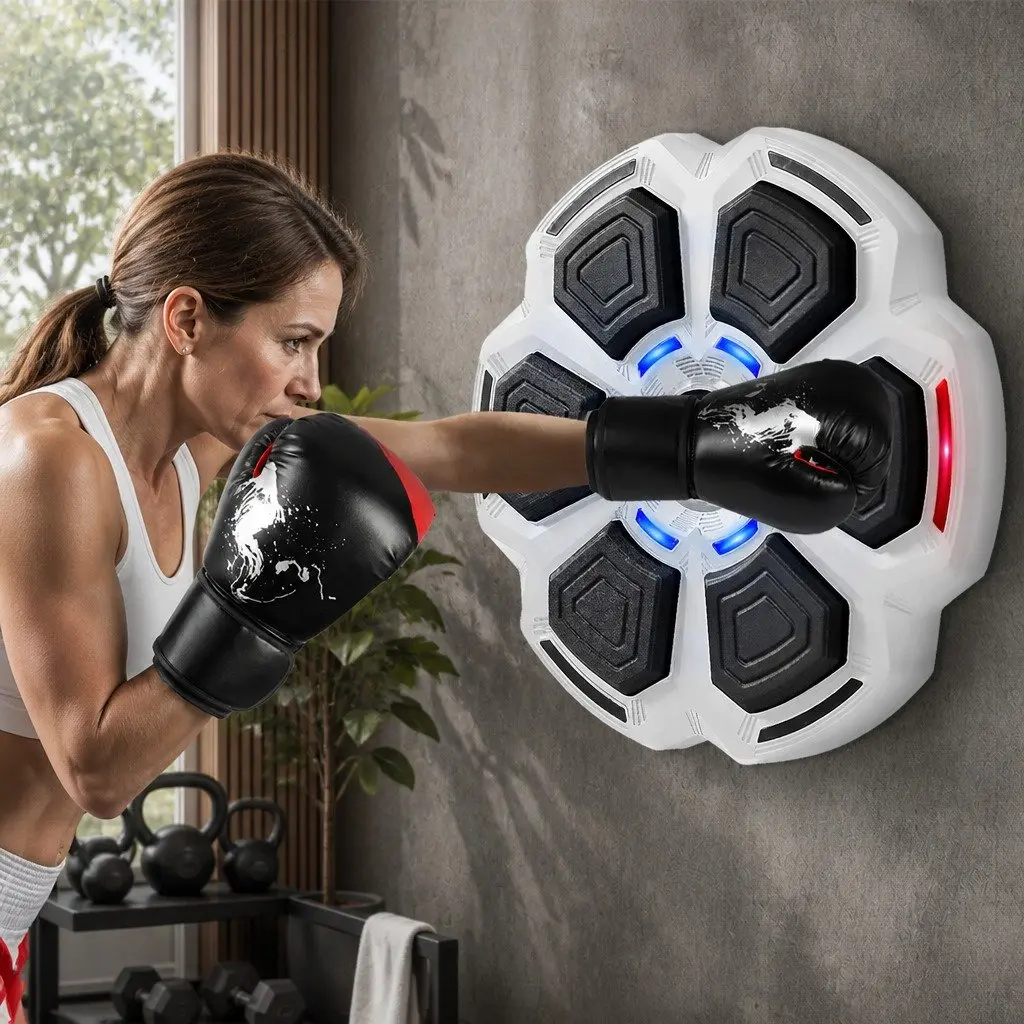 Music Punching Box Home Fitness Wall Mount Machine with 12oz Boxing Gloves
