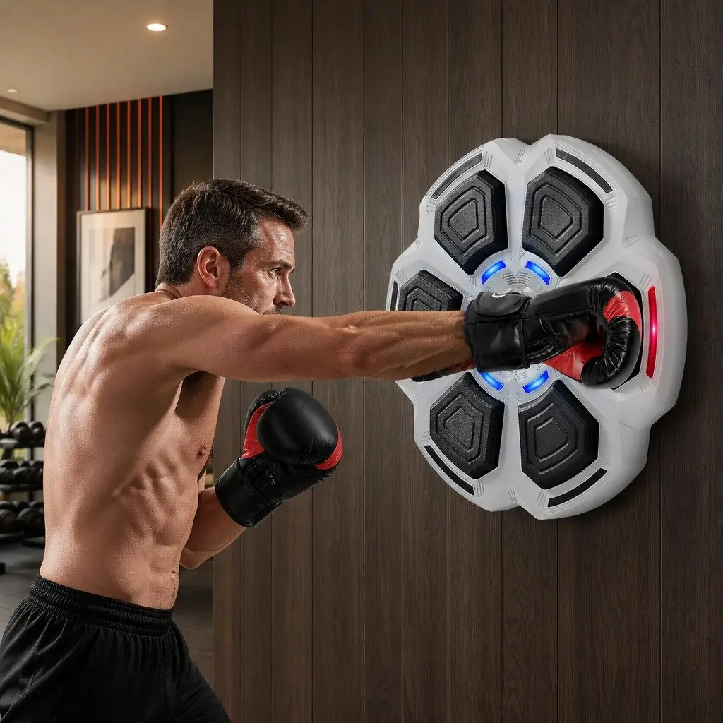 Music Punching Box Home Fitness Wall Mount Machine with 12oz Boxing Gloves