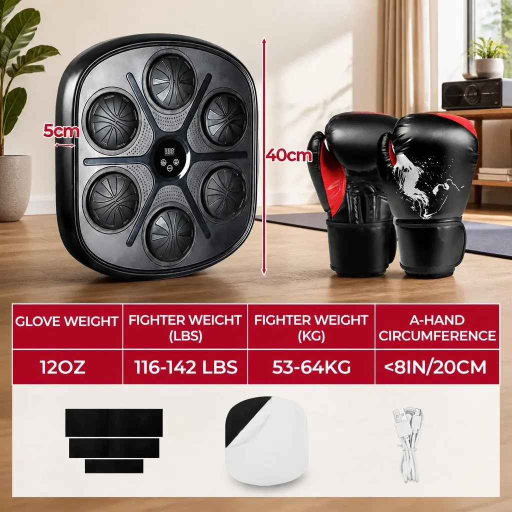 Smart Music Punching Box with 12OZ Boxing Gloves Wall Mount Home Workout Machine