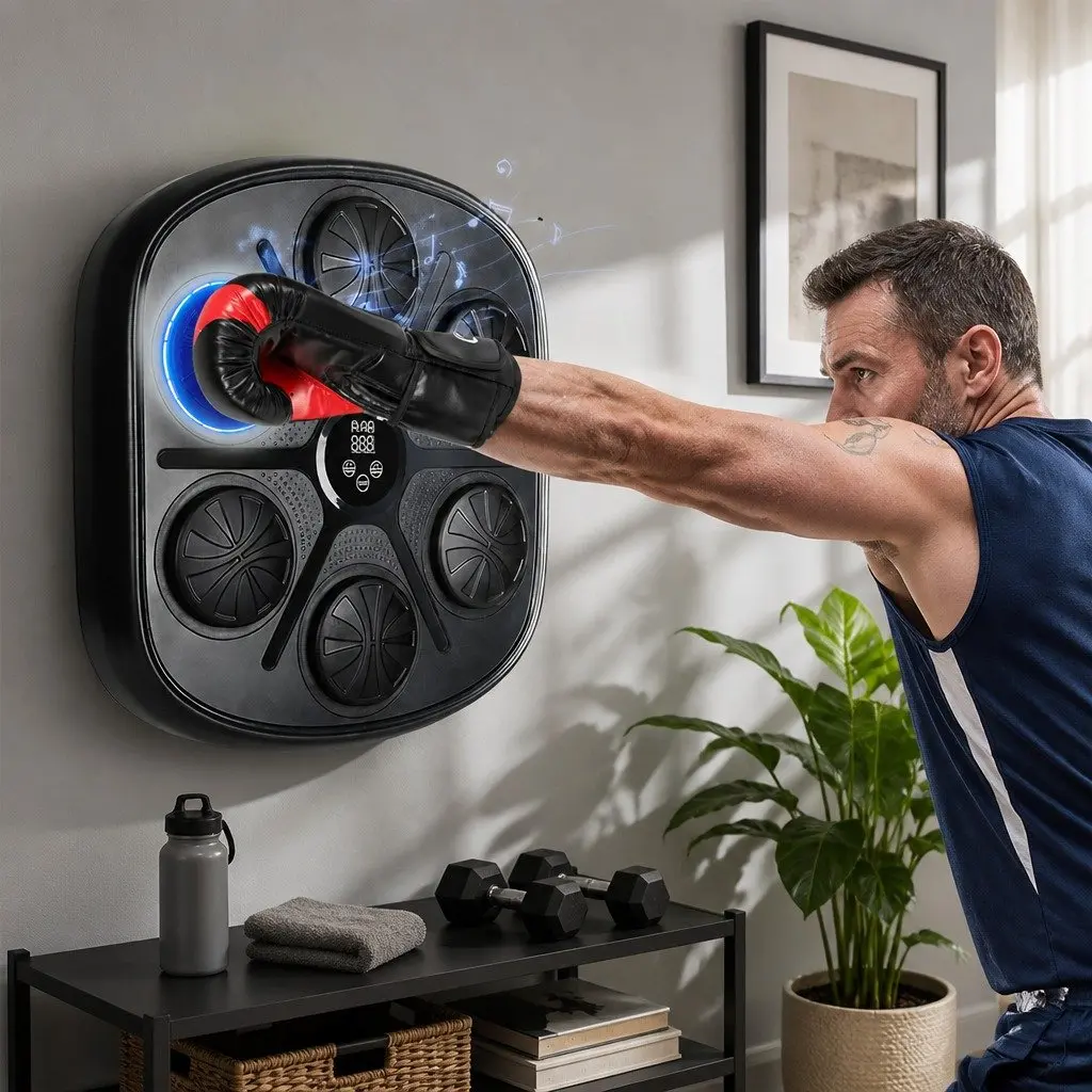 Smart Music Boxing Machine Wall Mount Punch Pad With 8OZ Gloves 9 Speed Modes