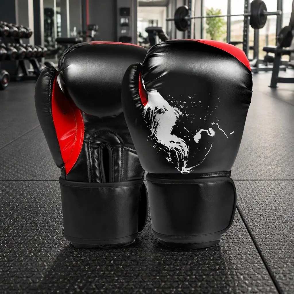 Boxing Gloves 8OZ for MMA Training Sparring and Punch Bag Black