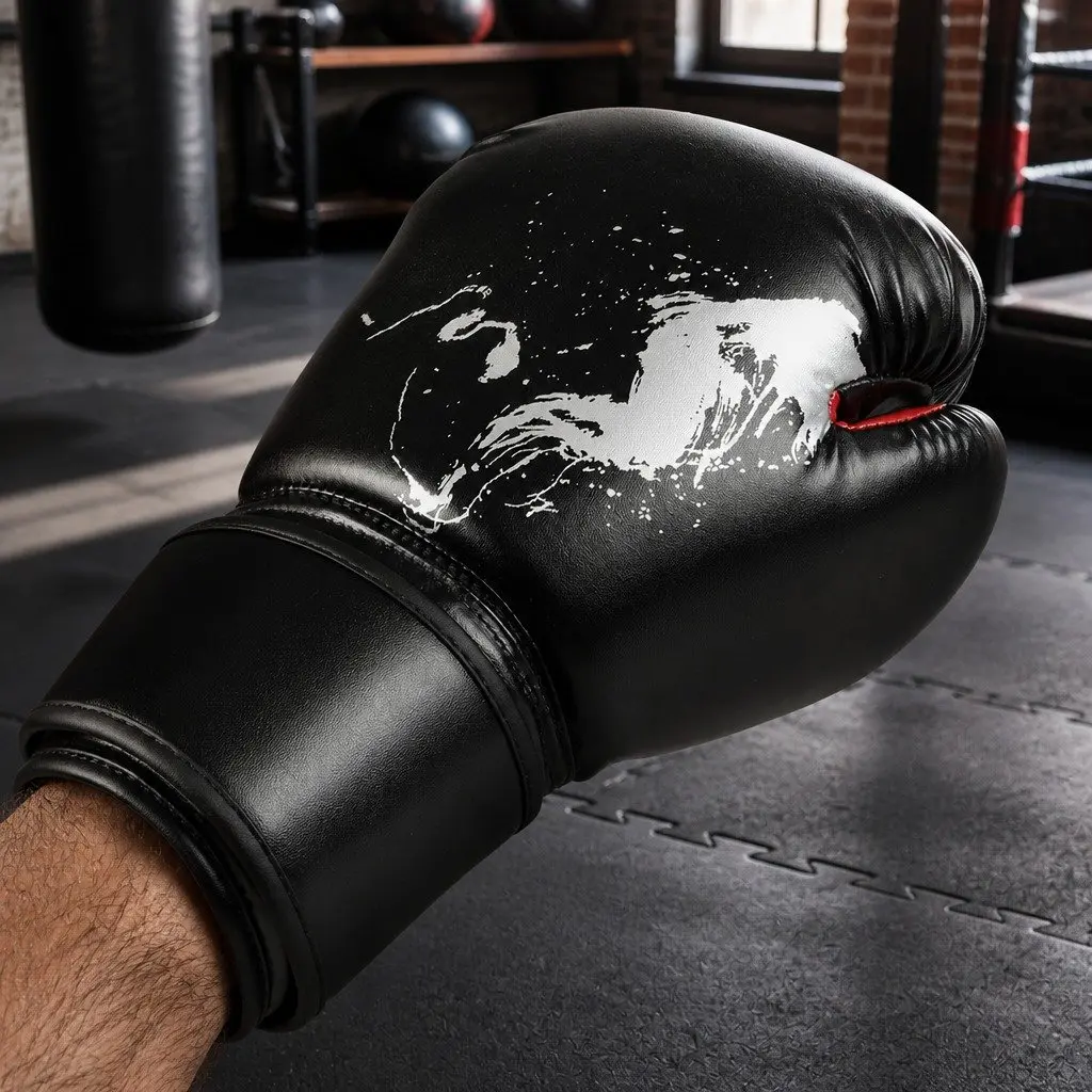 Boxing Gloves 8OZ for MMA Training Sparring and Punch Bag Black