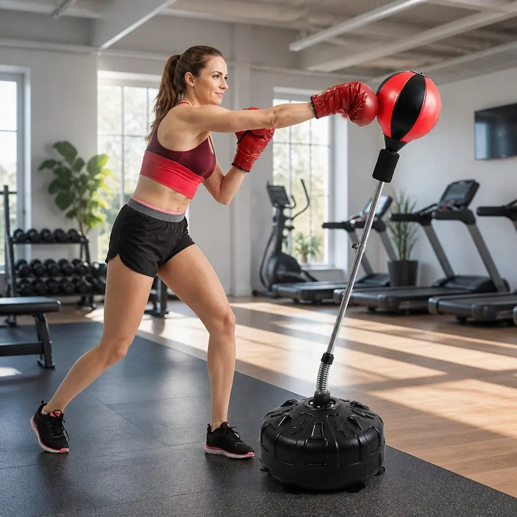 Speed Ball Punching Bag Adjustable Height Training Reflexes Fitness Home Gym