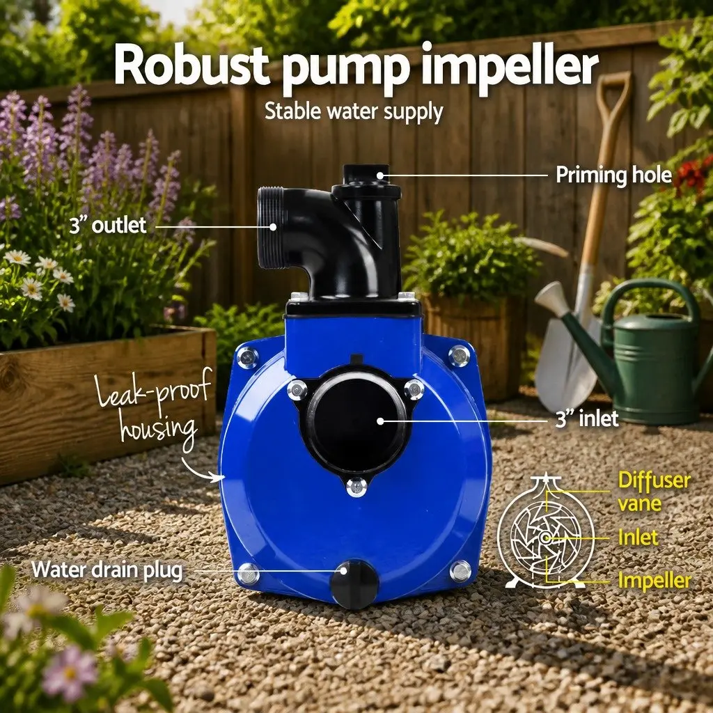 3 Inch Petrol Water Pump for Farm and Garden 7HP 210cc 4 Stroke High Flow Irrigation Transfer Pump