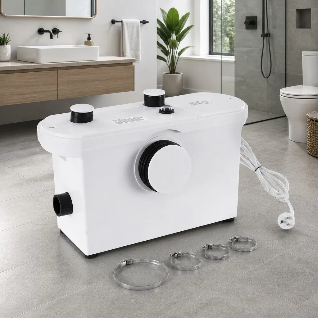 Macerator Sewage Pump Waste Water Disposal Unit for Bathroom 600W 3 Inlets 7m Vertical Pumping