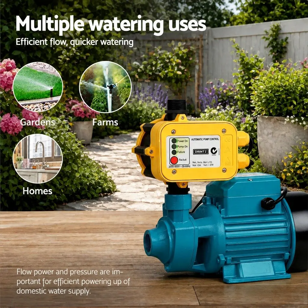 Irrigation Pump Garden Use 750W Automatic Pressure Controller Yellow