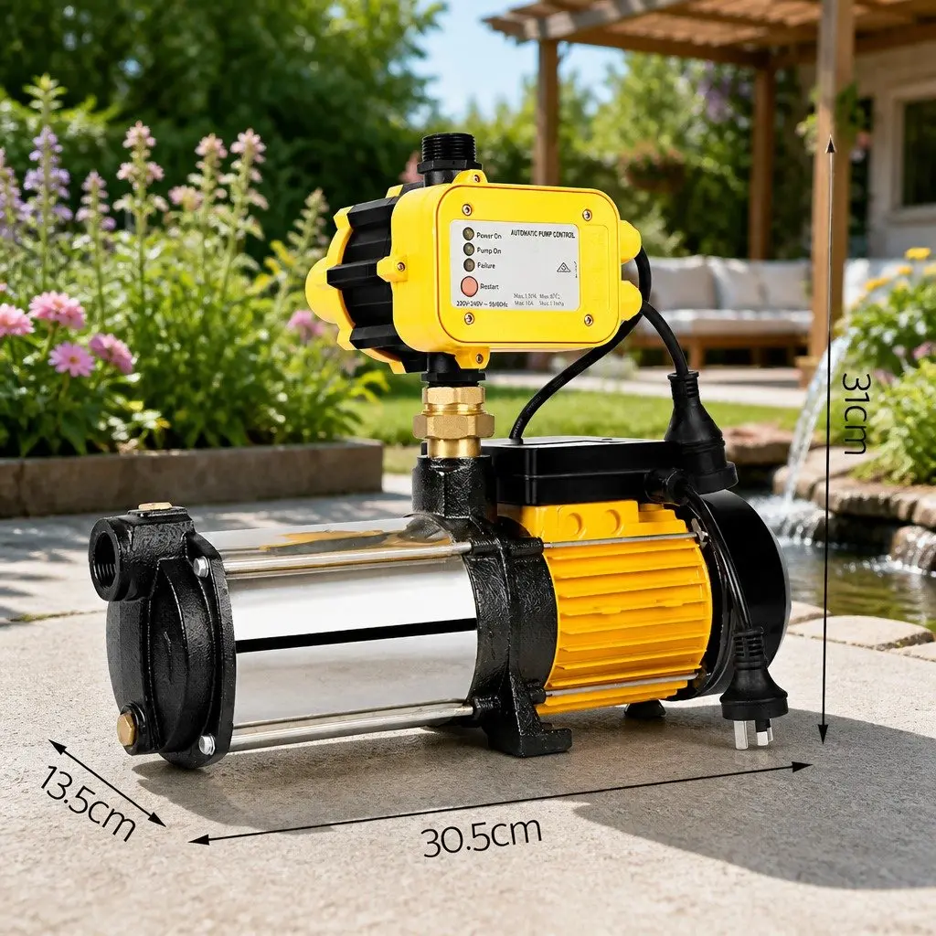 Garden Water Pump 5-Stage 2500W Max High Pressure Irrigation Booster Yellow