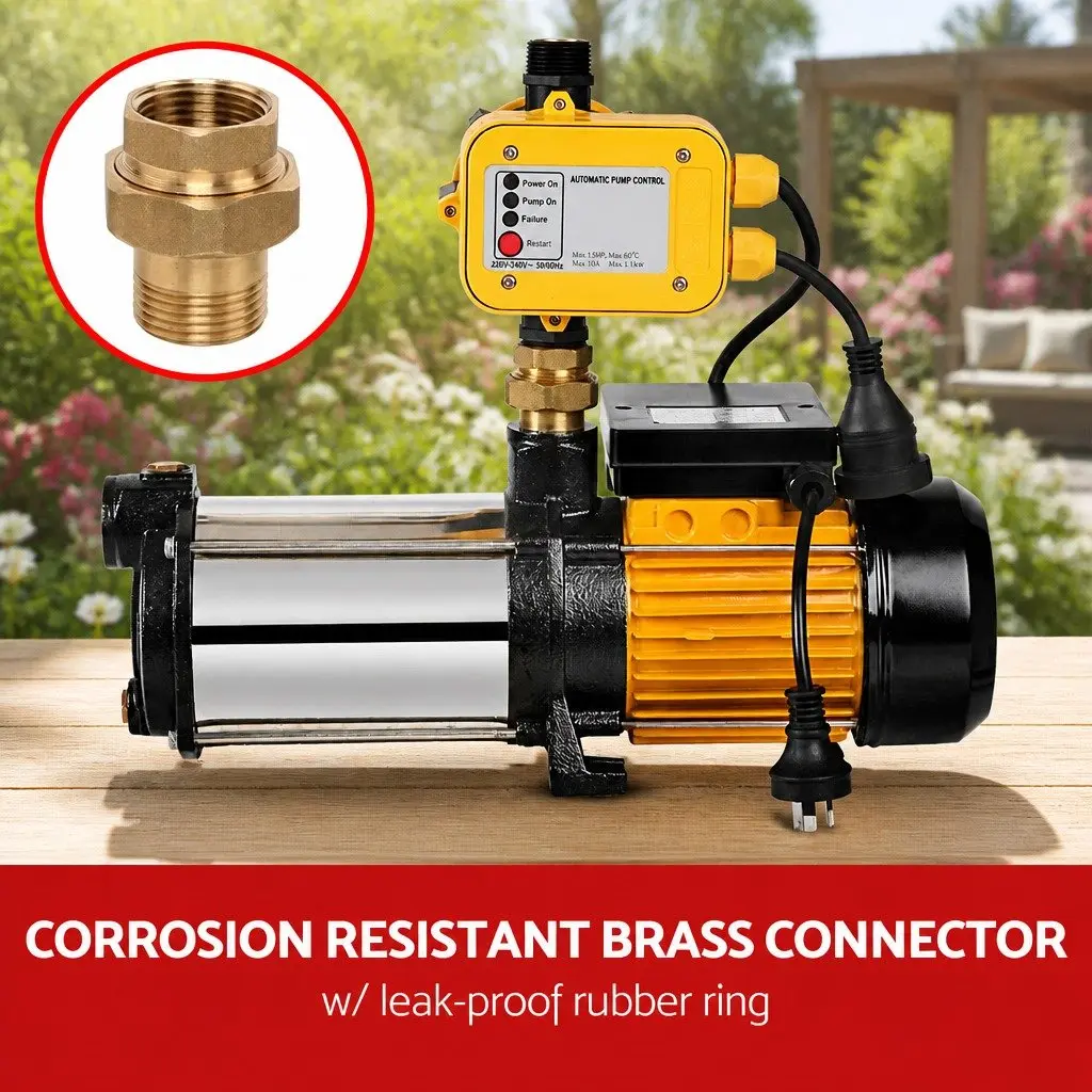 Garden Water Pump 5-Stage 2500W Max High Pressure Irrigation Booster Yellow