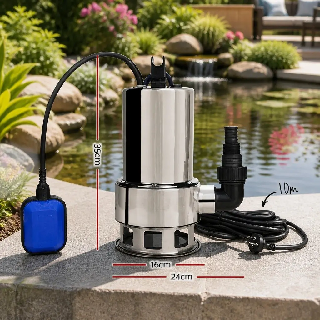 Submersible Dirty Water Pump for Draining Pools and Tanks 1800W Max Flow Rate 24000L/H
