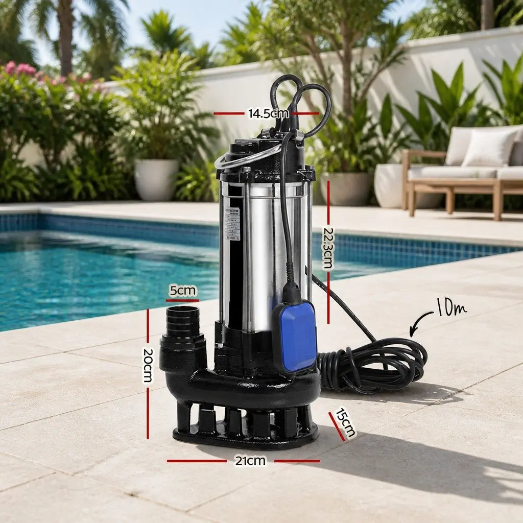 Submersible Dirty Water Pump 2000W Max 28000L/H Bore Tank Well Automatic Steel