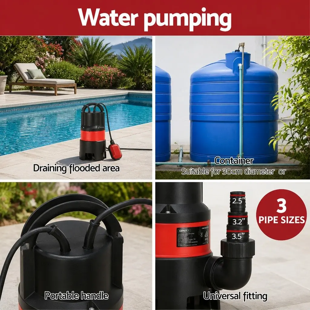 750W Submersible Water Pump Dirty Pool Pond Flooding Drainage Sump Portable