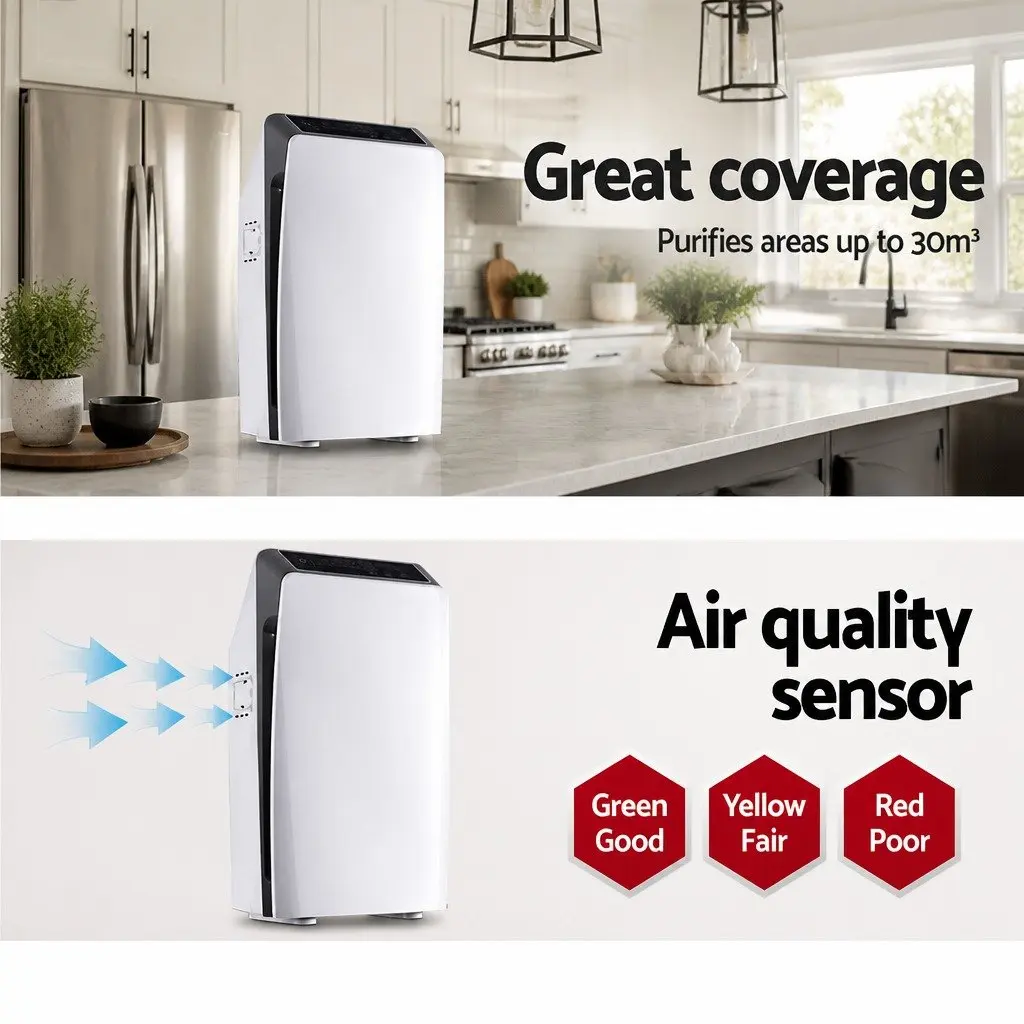 Air Purifier 4 Stage HEPA Filter White Ioniser Remote Control Timer