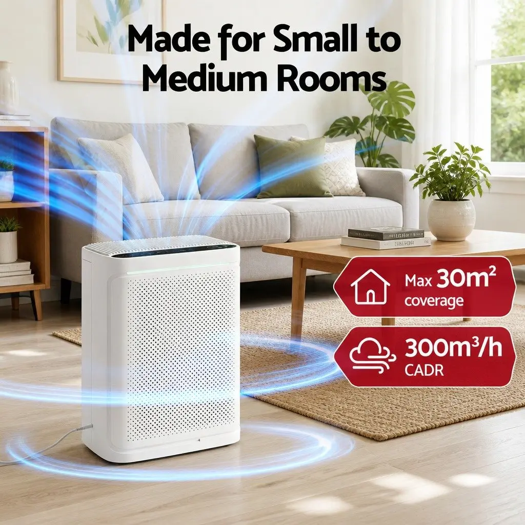 Air Purifier Home Use H12 HEPA Filter PM2.5 Display White 2 Piece