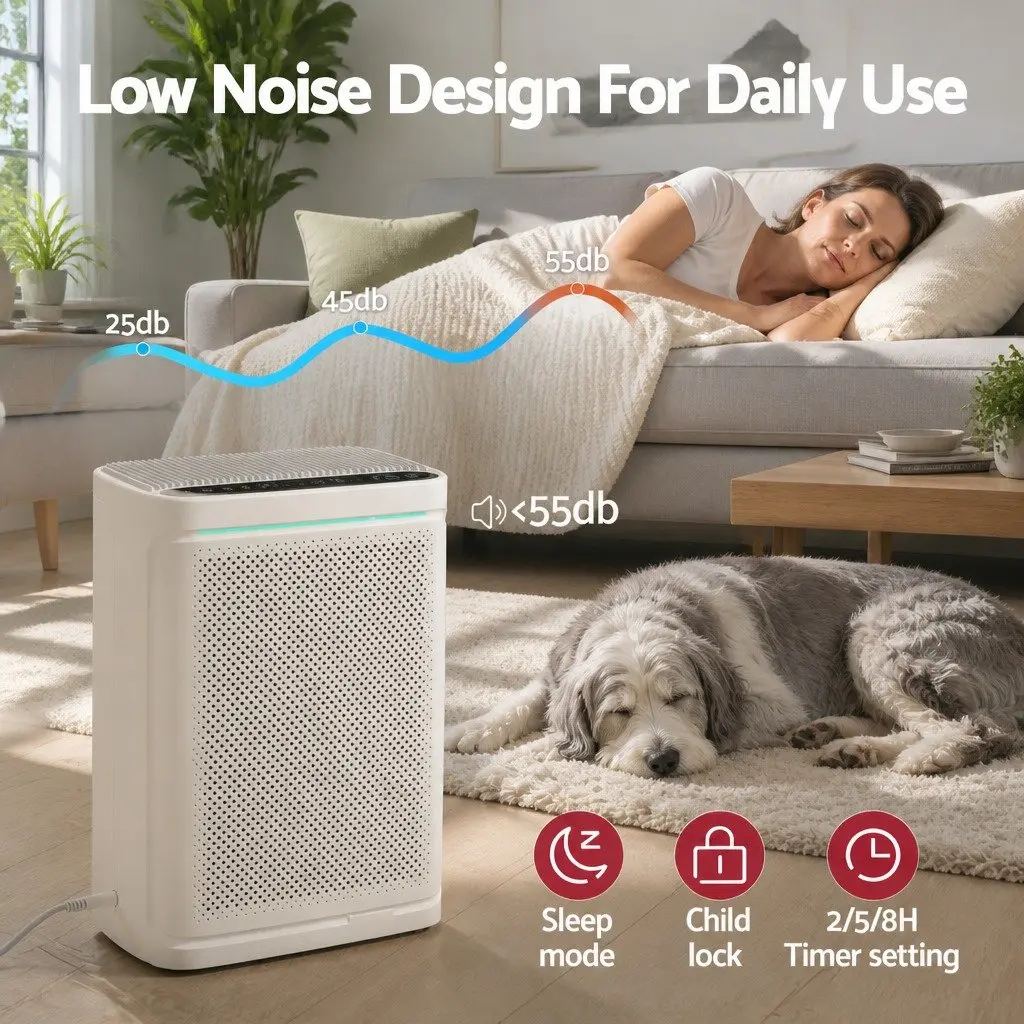 Air Purifier Home Use H12 HEPA Filter PM2.5 Display White 2 Piece