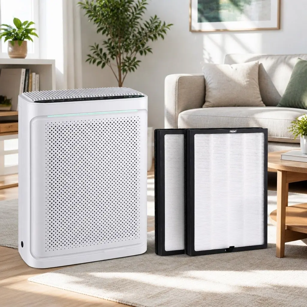 Air Purifier Home Use H12 HEPA Filter PM2.5 Display White 2 Piece