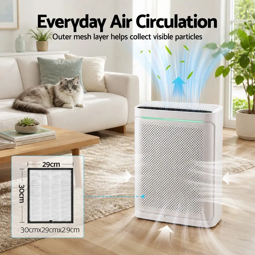 Air Purifier Filter H12 HEPA Activated Carbon Cotton 30x29x2.9cm for Dust and Odor Reduction