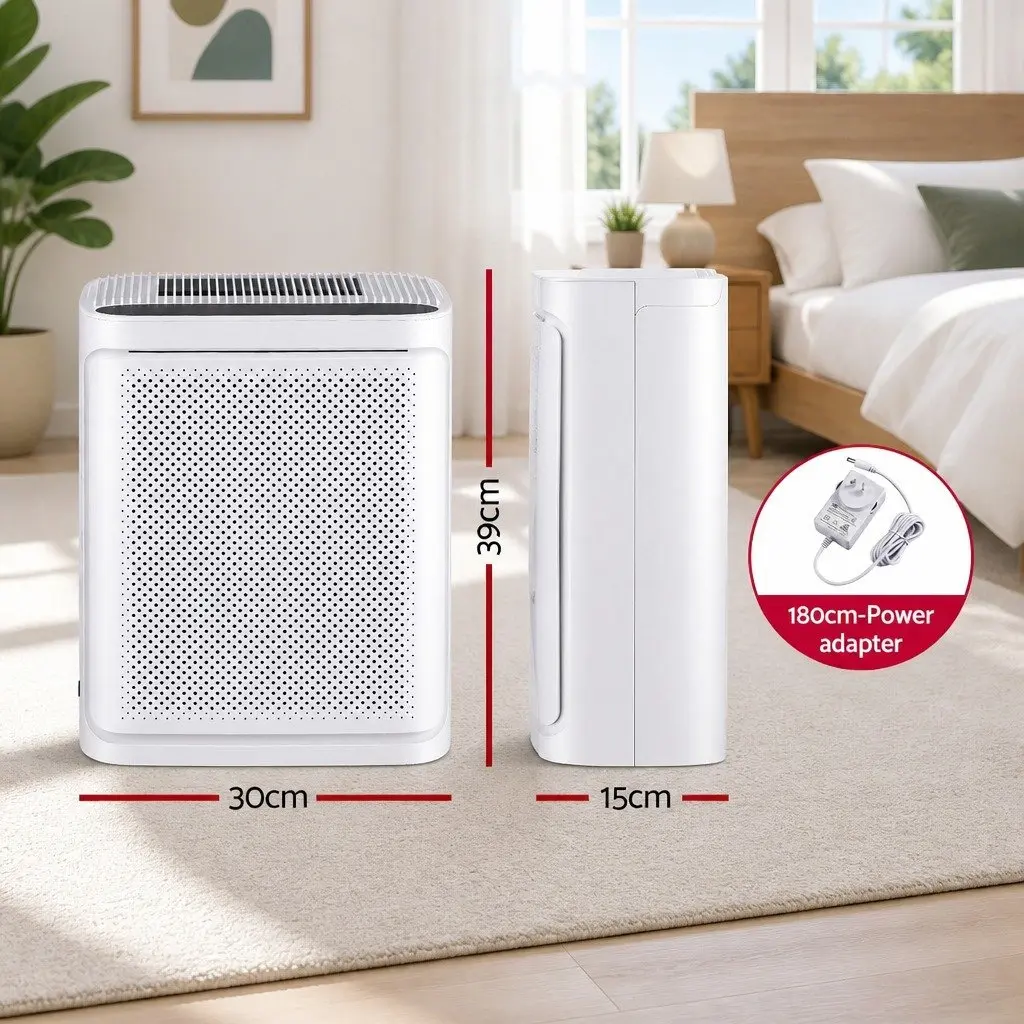 Air Purifier Bedroom HEPA Filter Digital PM2.5 Display White 200m³/h